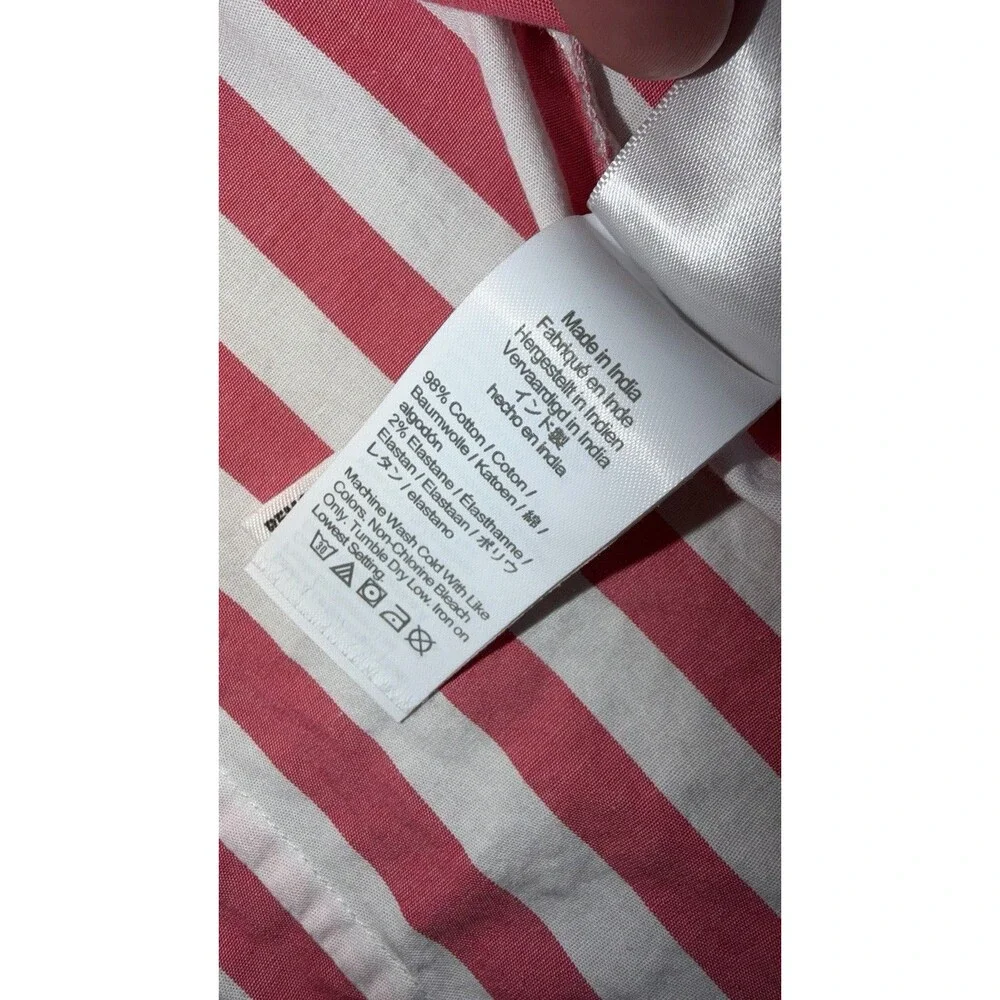 J.Crew Womens Small Pink White Striped Sleeveless Button Up Preppy Coastal Top